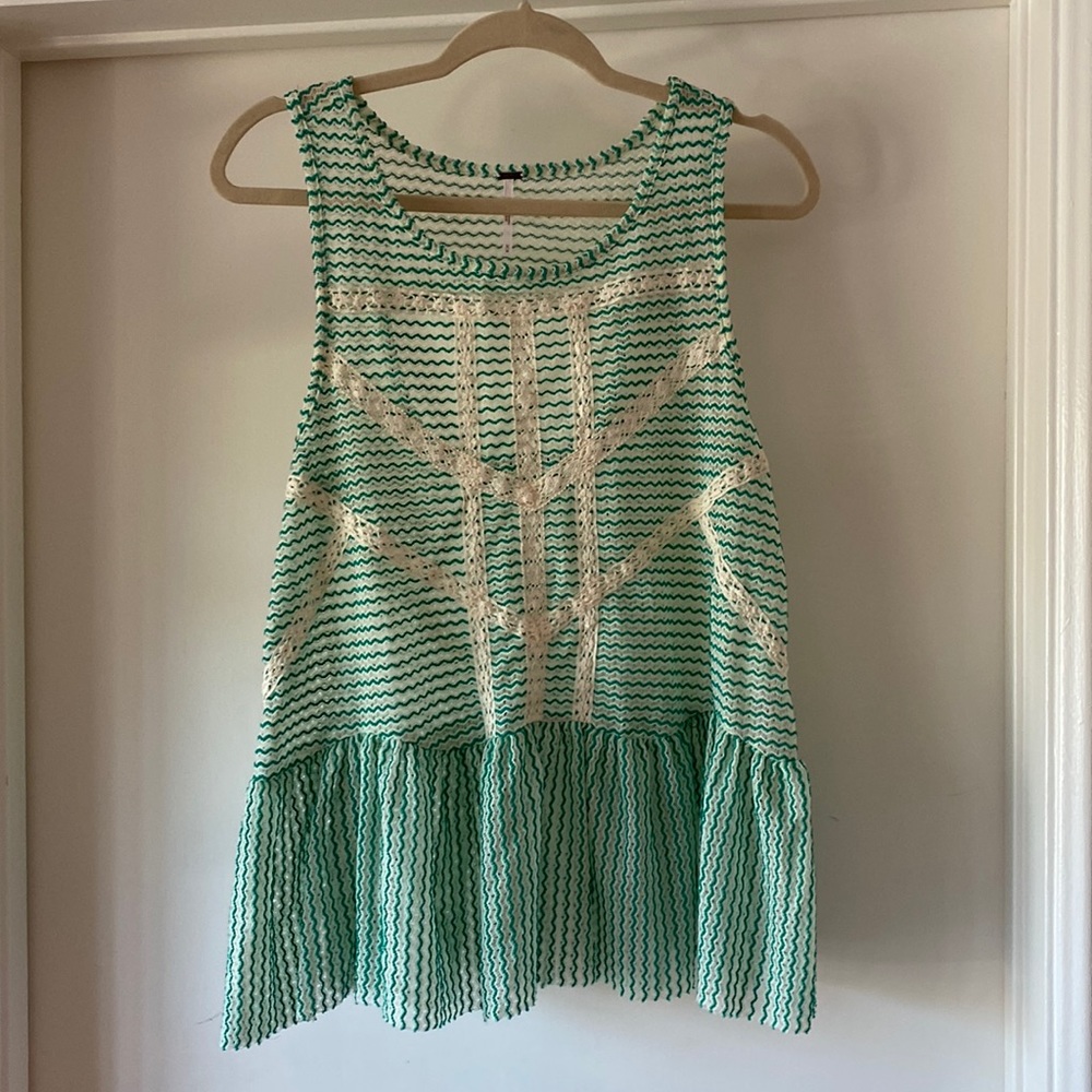 Green and white top